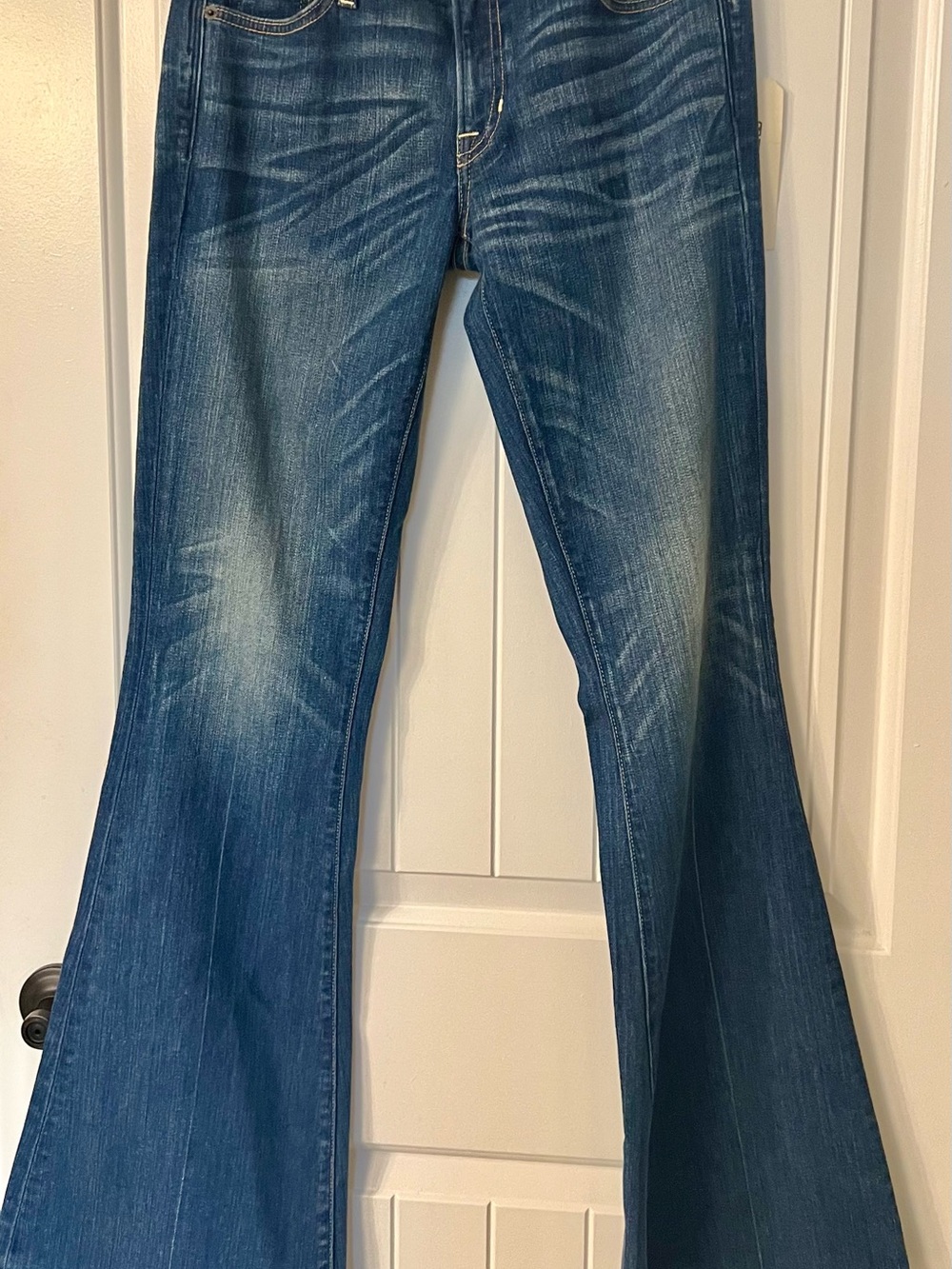 Elizabeth and James Blue Boot Cut Jeans with Faded Whiskering